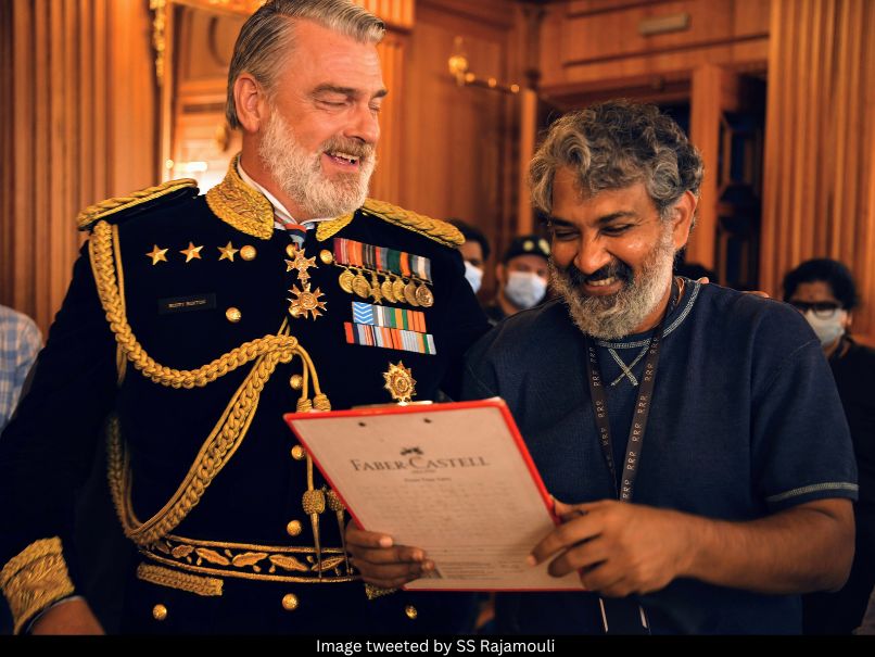 SS Rajamouli and Ray Stevenson 