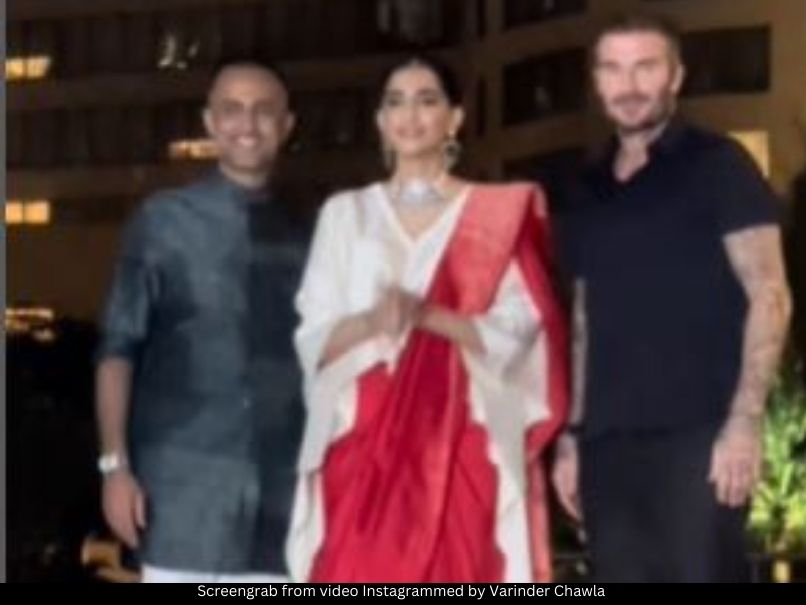 Anand Ahuja, Sonam Kapoor and David Beckham 