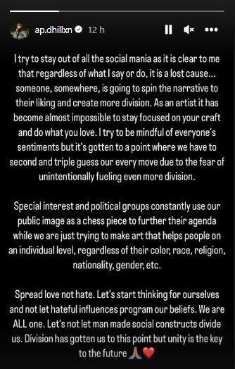 AP Dhillon Instagram