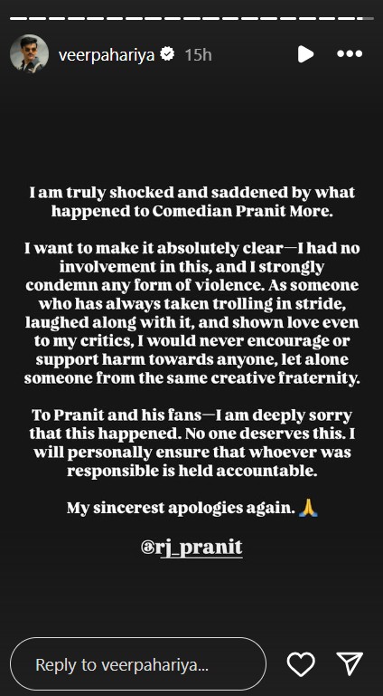 Veer Pahariya Instagram Story