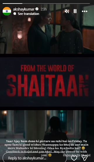 Akshay Kumar Instagram Story