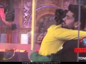 Shiv Thakare and Nimrit Kaur hug