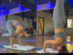 Malaika Arora headstand