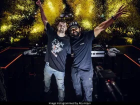 Allu Arjun sets stage on fire alongside Martin Garrix. 