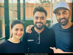 Alia Bhatt, Rashid Khan and Ranbir Kapoor 
