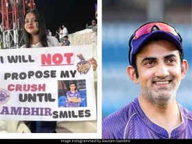 Gautam Gambhir and fan banner 