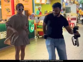 Wamiqa Gabbi with paparazzo 