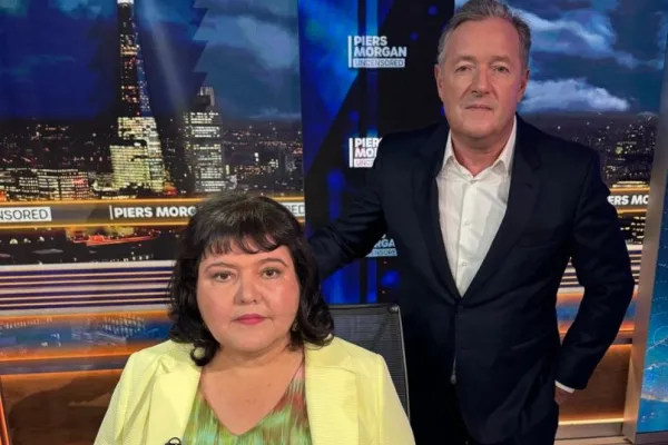 Piers Morgan and Fiona Harvey 